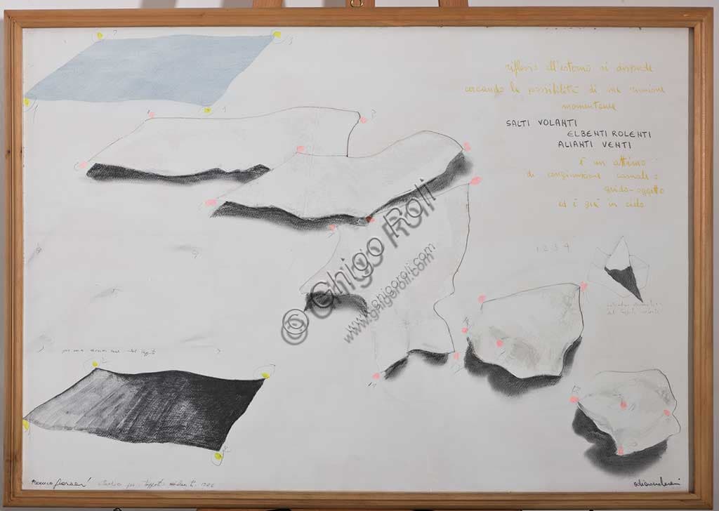 Franco Guerzoni - Study for Flying Carpets, mixed media, contemporary art painting