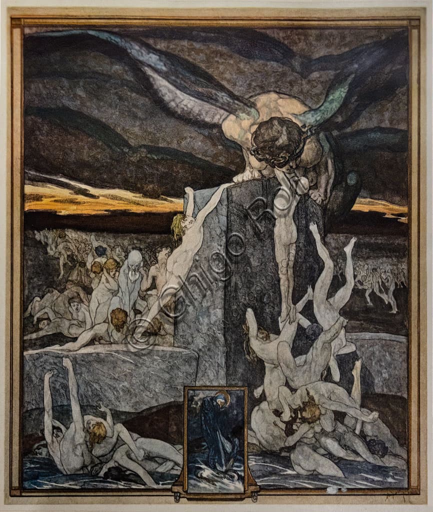 Illustrazione I Simoniaci Inferno canto XIX Franz von Bayros 1921 Divina Commedia Dante