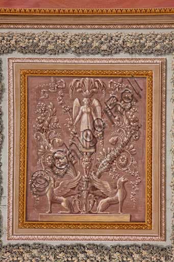 Detail of the Baroque decoration friezes on the vault, Yellow Room, Palace of the Normans, Palermo