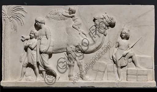 Thorvaldsen's sculptural frieze - Alexander the Great entering Babylon with dromedary, palm tree, and allegorical figures