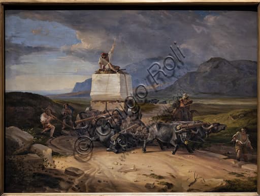 Friedrich Nerly oil painting Buffaloes dragging a marble block for Thorvaldsen, 1831, Romantic period