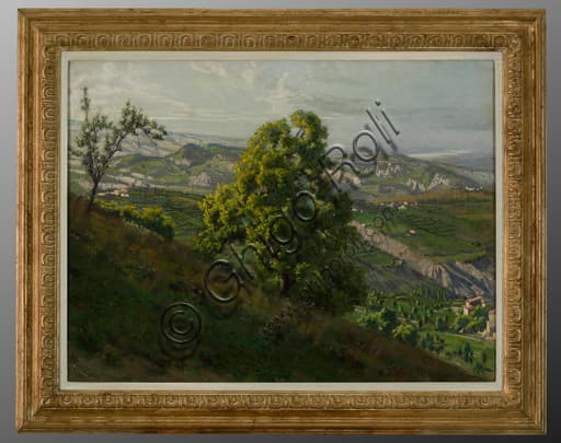 Painting 'From Ligorzano, Modena' by Gaetano Bellei, Italian painter, oil on canvas