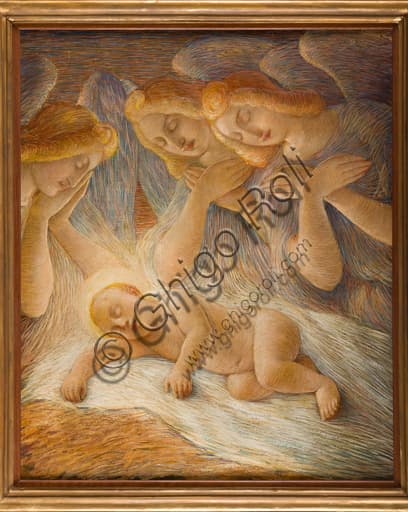 Dipinto olio su tela Il sonno del bambino di Gaetano Previati, Collezione Assicoop-Unipol