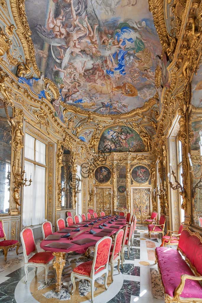 Rococo fresco by Lorenzo De Ferrari on the vault of the Gallery at Palazzo Carrega-Cataldi in Genoa