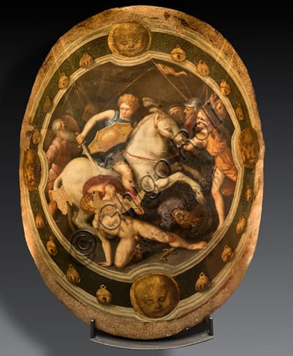 The Killing of Galata, a tournament shield plaque by Benvenuto Tisi known as Garofalo, 16th century.