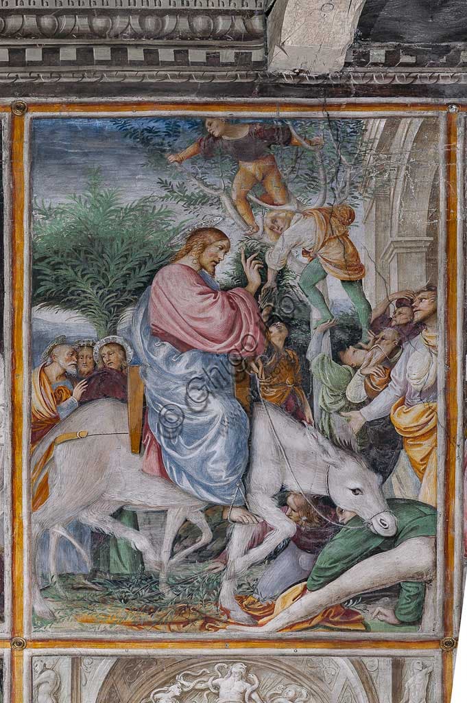 Dettaglio affresco L'ingresso di Gesù a Gerusalemme, Gaudenzio Ferrari, Santa Maria delle Grazie Varallo Sesia
