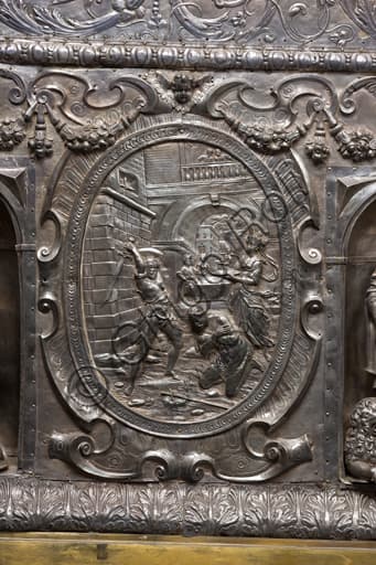 Detail in silver of the Martyrdom of St. John the Baptist, antependium by Melchior Suez, Treasury Museum of San Lorenzo Genoa