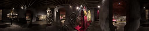 View of the tholos rooms in the Museum of the Treasure of Saint Lawrence Cathedral, Genoa, architect Franco Albini, 1956