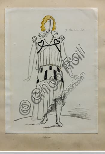 Elvira for The Puritans by V. Bellini, artwork by Giorgio De Chirico, 1933, pencil and tempera on paper - Museo Novecento Florence