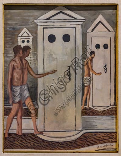 Painting Les Bains Mystérieux by Giorgio De Chirico at Museo Novecento in Florence