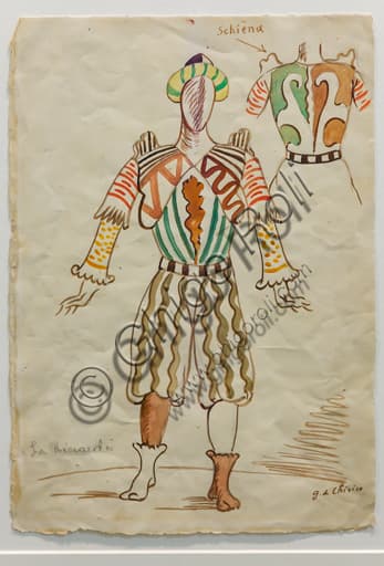 Giorgio De Chirico drawing: costume study for Sir Richard Forth in The Puritans opera, Museo Novecento Florence
