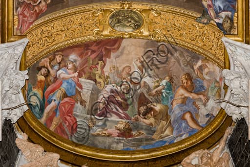 Dipinto San Sebastiano battezza Nicostrato, Giovanni Andrea Carlone, Duomo di Genova