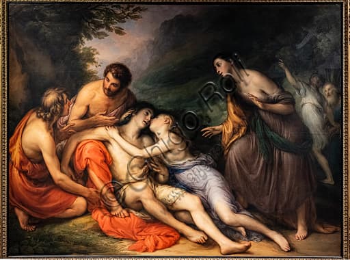 Detail of the painting Aminta revives in Silvia's arms, oil on canvas by Giovanni Carnovali known as Piccio, 1832-33