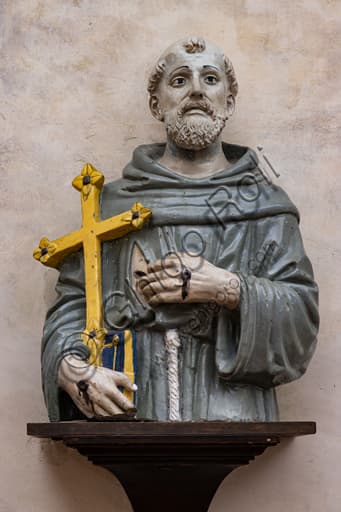 St. Francis half figure, polychrome glazed terracotta by Giovanni della Robbia, Basilica of Santa Croce Florence