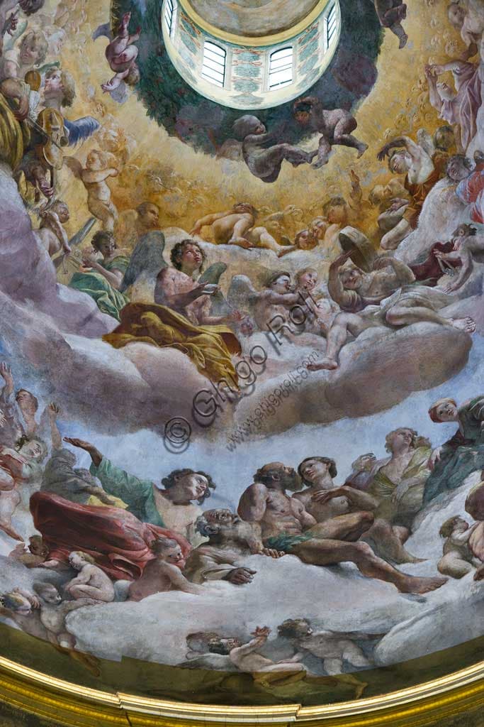 Detail of the fresco Glory of Paradise by Giovanni Lanfranco in the dome of St. Andrew della Valle, Rome, 1625-28.