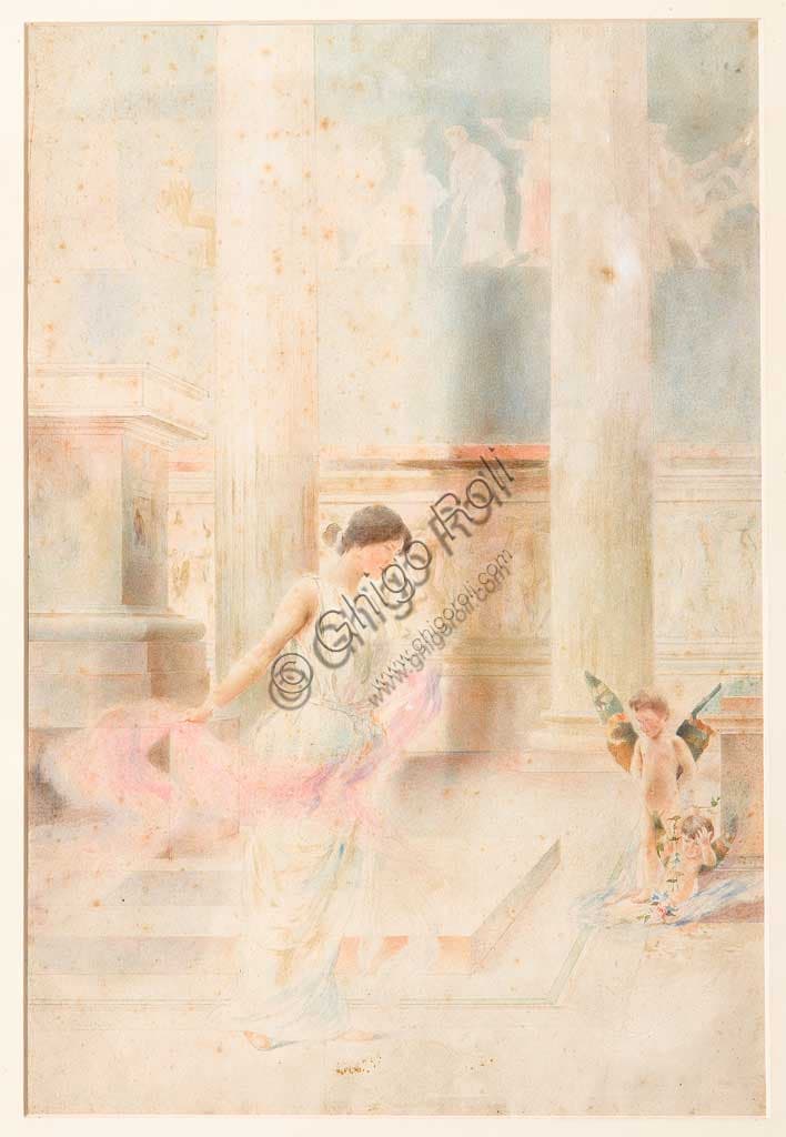 Acquerello Danza Nuziale di Giovanni Muzzioli, Collezione Assicoop-Unipol Modena, dettaglio pittura