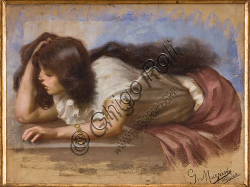 Giovanni Muzzioli, Figura femminile, bozzetto in pastello per la Morte di Britannia, Collezione Assicoop Unipol