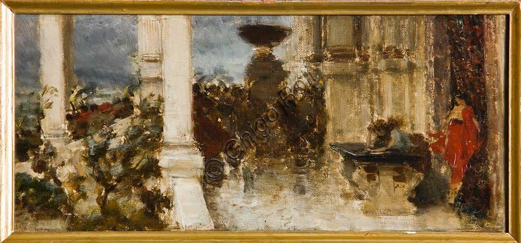 Studio per I Funerali di Britannico, dipinto a olio su tela di Giovanni Muzzioli (1854-1894), Collezione Assicoop Unipol