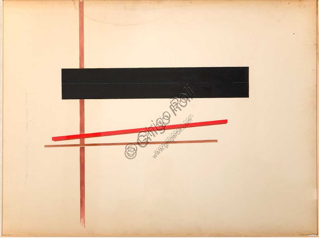 Un Riferimento Due Aste di Giuliano Della Casa, quadro tecnica mista su cartone, opera d'arte moderna italiana