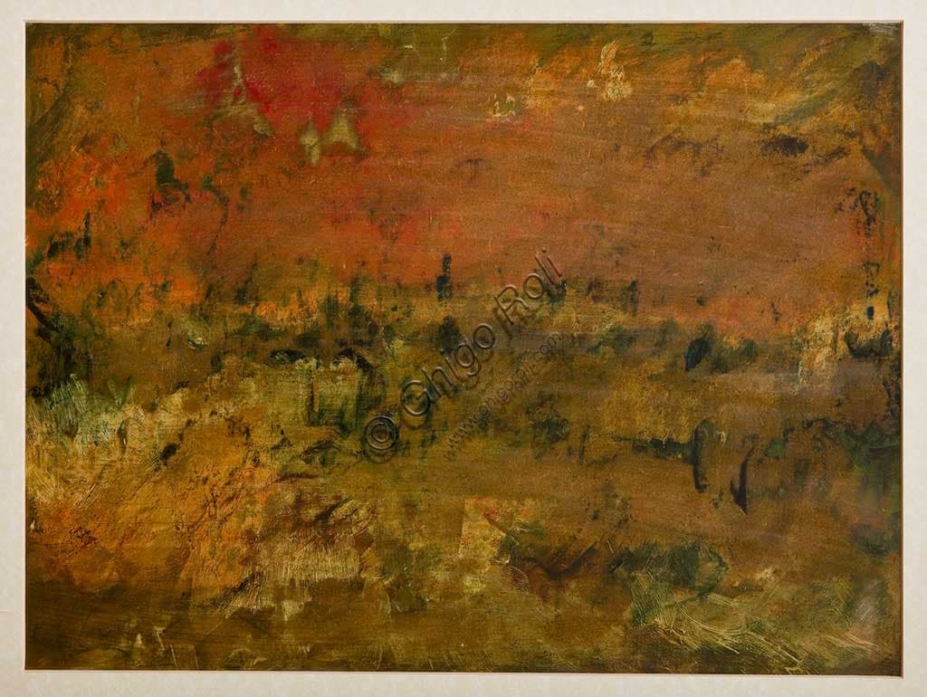 Dipinto Paesaggio di Giulio Rasponi, olio su cartone, Collezione Assicoop Unipol