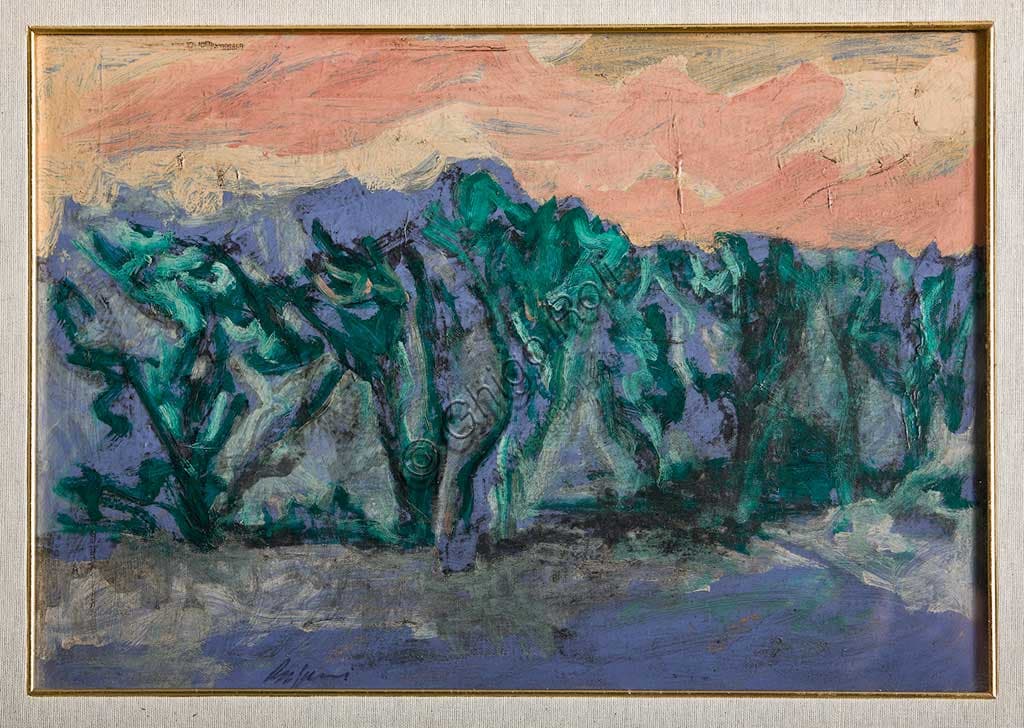 Quadro Paesaggio olio su compensato dipinto da Giulio Rasponi per la Collezione Assicoop Unipol