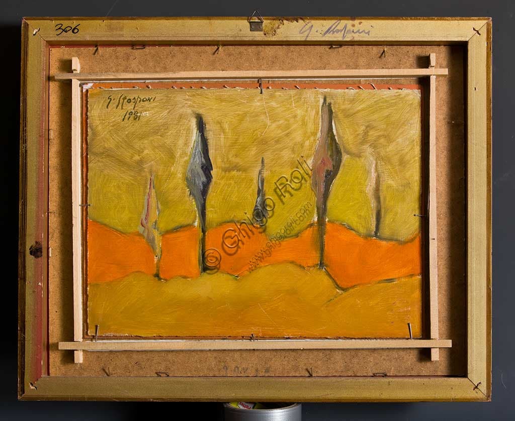 Dipinto Paesaggio di Giulio Rasponi, olio su compensato, Collezione Assicoop Unipol