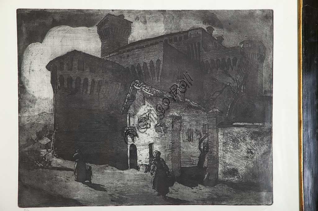 Etching The Castle of Vignola by Giuseppe Graziosi, Assicoop-Unipol Collection
