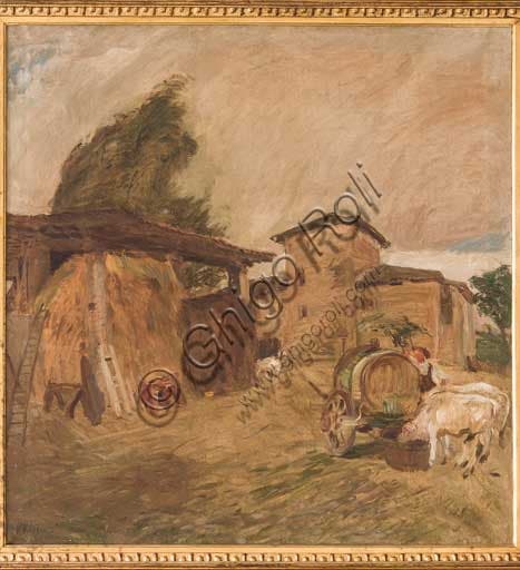 Painting House Mombrina in Savignano, oil on canvas by Giuseppe Graziosi, 1905-1910