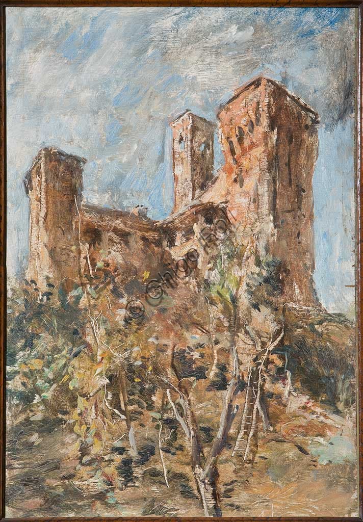 Oil painting The Castle of Maranello by Giuseppe Graziosi, Assicoop-Unipol Collection