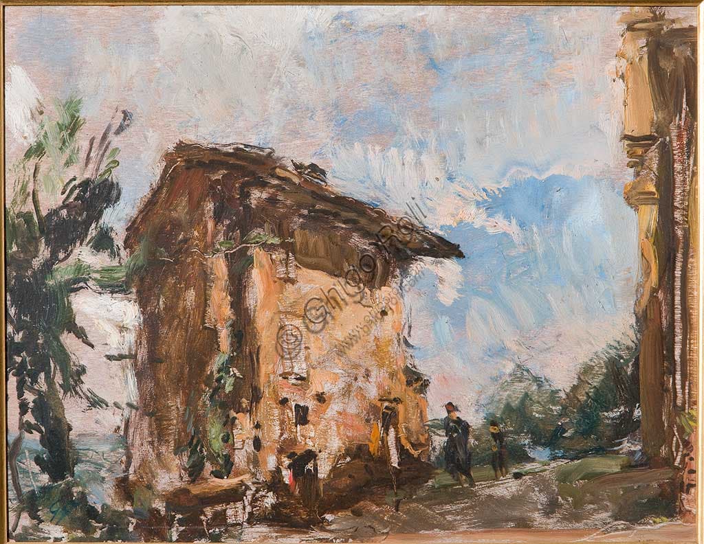 Giuseppe Graziosi A Farmhouse, oil on plywood 54x40 cm, Assicoop - Unipol Collection