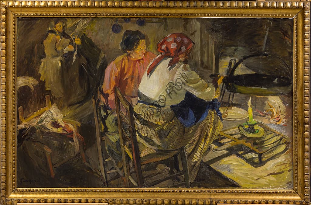 Supper (La Cena) painting by Giuseppe Graziosi, oil on canvas 91x150 cm, Assicoop-Unipol Collection