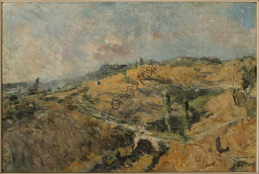 Tuscan Landscape Le Caldire painting by Giuseppe Graziosi, oil on panel, Assicoop-Unipol Collection