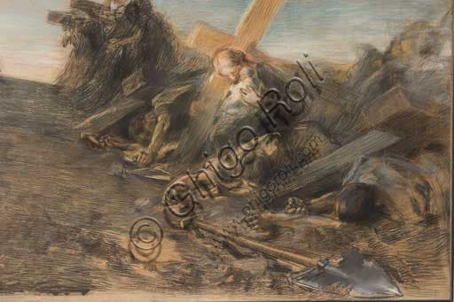 Sad Vision painting by Italian artist Giuseppe Mentessi, 1899, mixed media