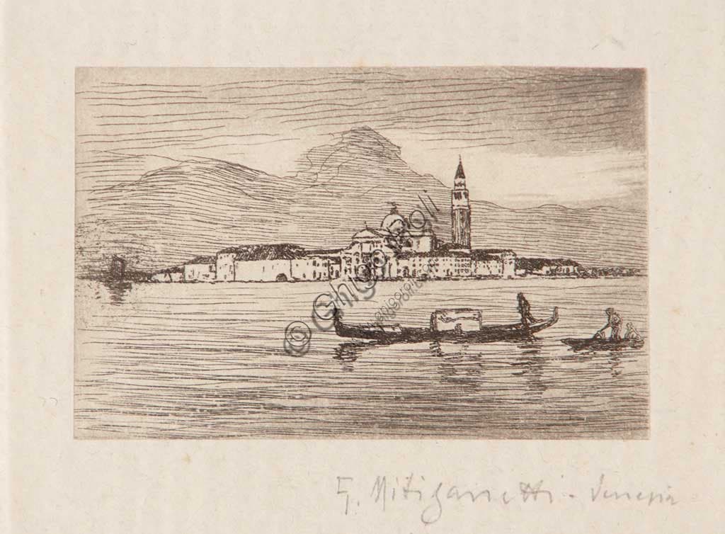 Acquaforte Venezia Giuseppe Miti Zanetti stampa d'arte italiana paesaggio