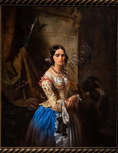 Dipinto La figlia del guardiano del castello di Giuseppe Molteni, olio su tela 1844