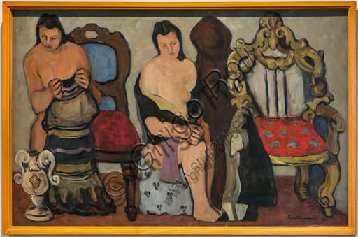 Painting 'Sitting Women' by Giuseppe Santomaso, oil on canvas 1941, displayed at Museo Novecento Florence