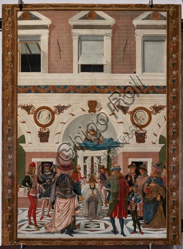 Painted detail of the Healing of the Blind Man, tempera on panel by Pinturicchio housed at the National Gallery of Umbria museum in Perugia.