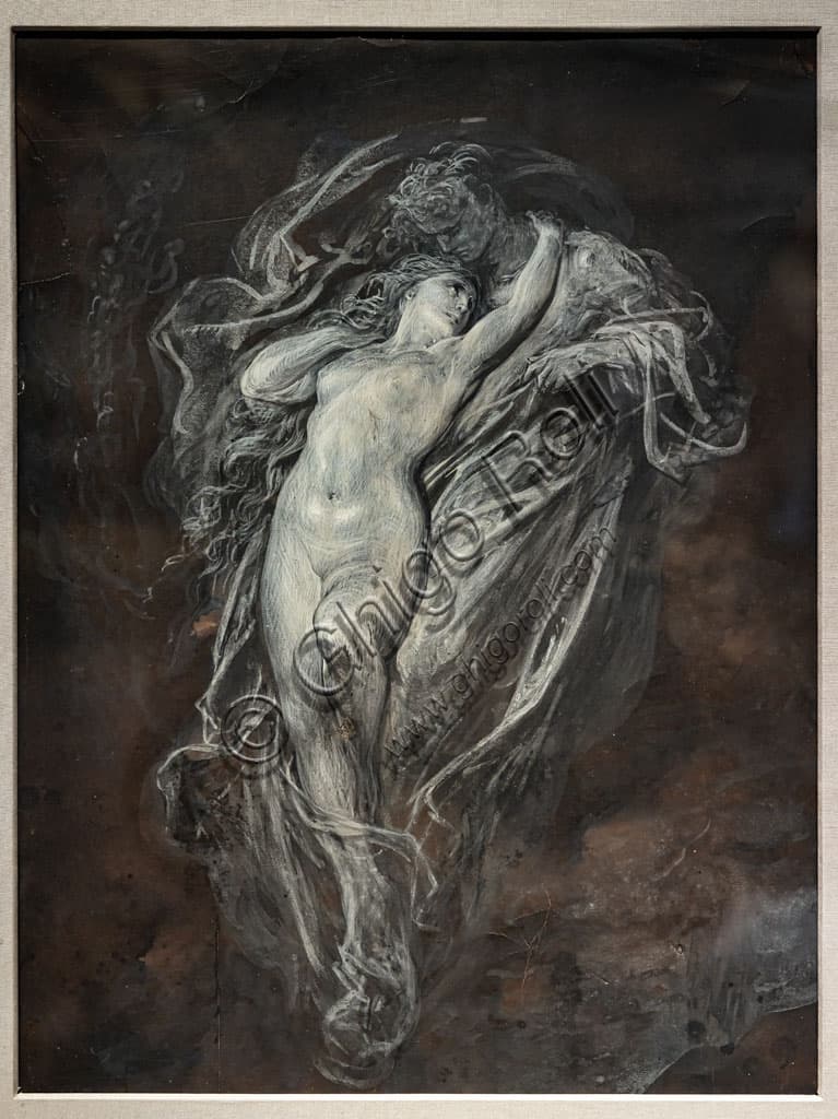 Paolo e Francesca da Rimini all’Inferno, opera di Gustave Doré su carta marrone