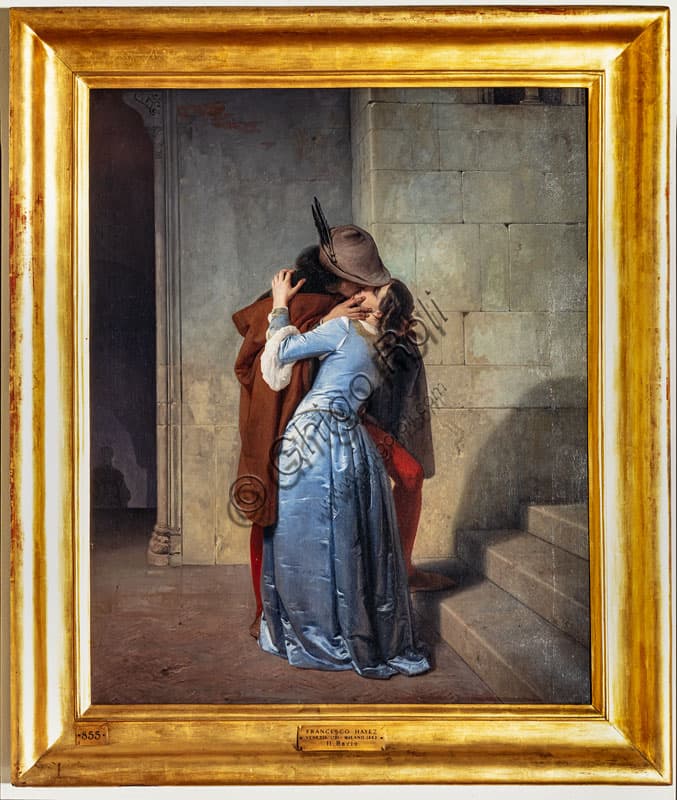 Il Bacio di Francesco Hayez, dipinto olio su tela 1859, Pinacoteca di Brera Milano