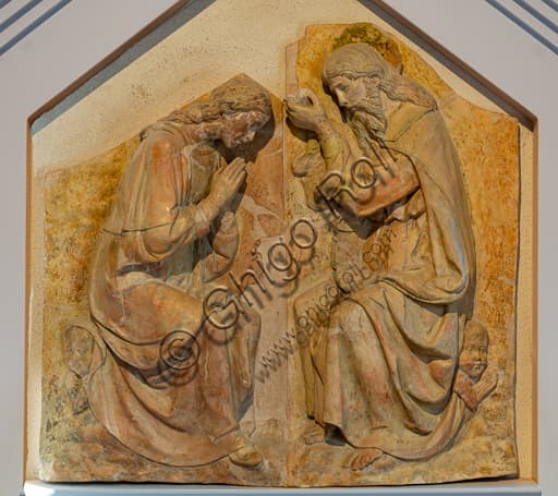 Coronation of the Virgin, polychrome terracotta by workshop of Andrea della Robbia, St. Francis Museum Montefalco