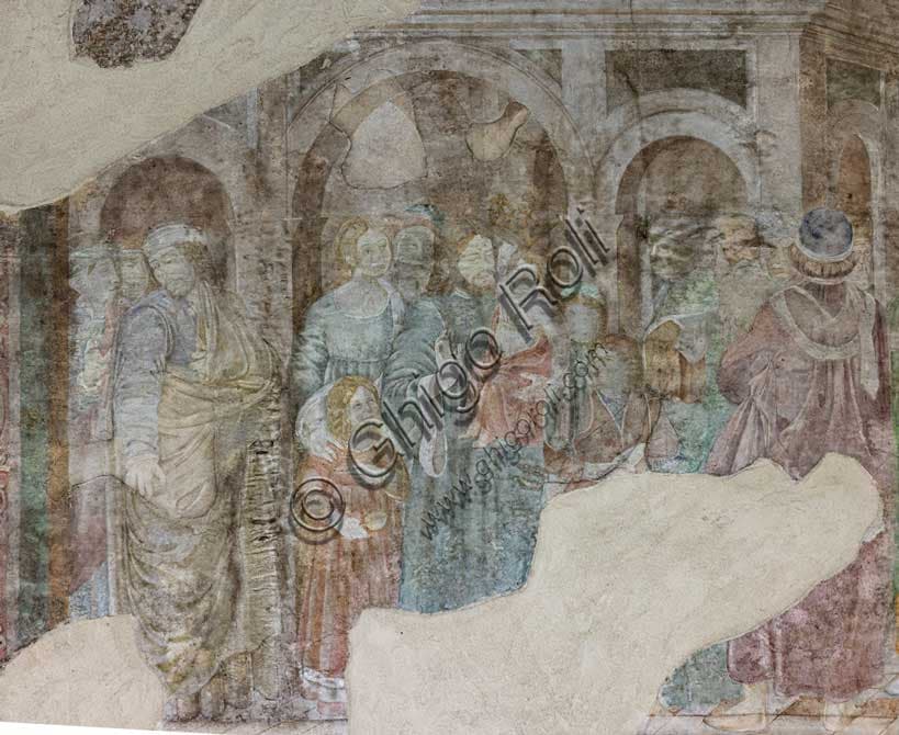 Particolare dell'affresco Infanzia e giovinezza di Mosè di Benozzo Gozzoli nel Camposanto Monumentale di Pisa