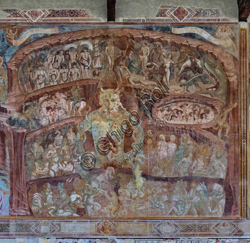 Hell fresco by Buonamico Buffalmacco at Camposanto Monumentale in Pisa, detail of damned souls