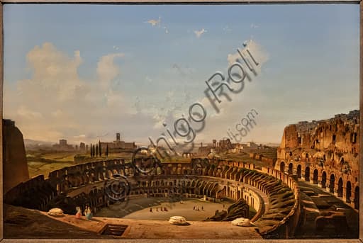 Dipinto Interno del Colosseo di Ippolito Caffi, olio su tela 1855