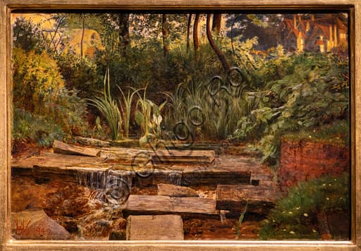 Dipinto La casa infestata dai fantasmi di William Holman Hunt, olio su tavola 1849, arte preraffaellita inglese