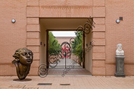 Entrance to the Masone Labyrinth in Fontanellato with sculpture by Javier Marìn
