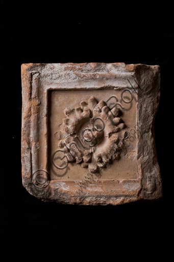 Ceiling coffer with flower, architectural detail from St. Lawrence Cathedral, exhibited at the Museum of Ligurian Archaeology in Genoa