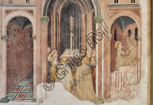Fresco The vestals at the temple by Gentile da Fabriano, Trinci Palace Foligno, International Gothic art