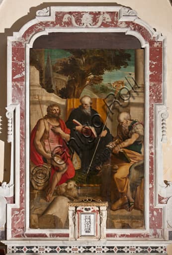Dipinto I Santi Benedetto Giovanni Battista e Luca di Luca Cambiaso nel Duomo di Genova