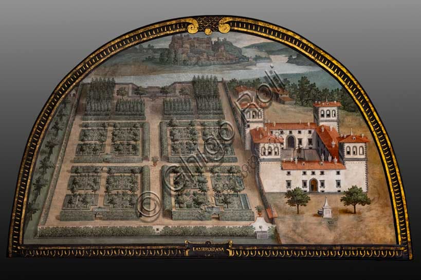 Painted lunetta L'Ambrogiana by Giusto Utens showing the Medici Villa near Montelupo Fiorentino