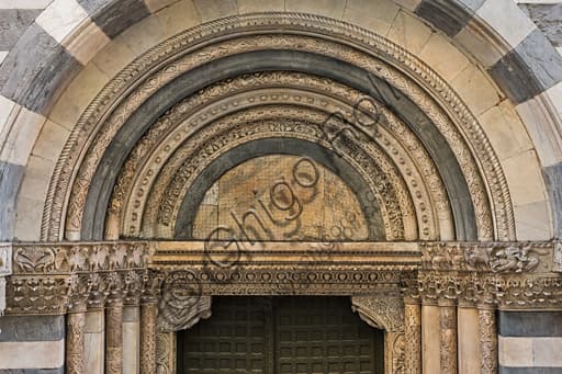 Romanesque sculptural lunette of the St. Gotthard Doorway, Genoa Cathedral